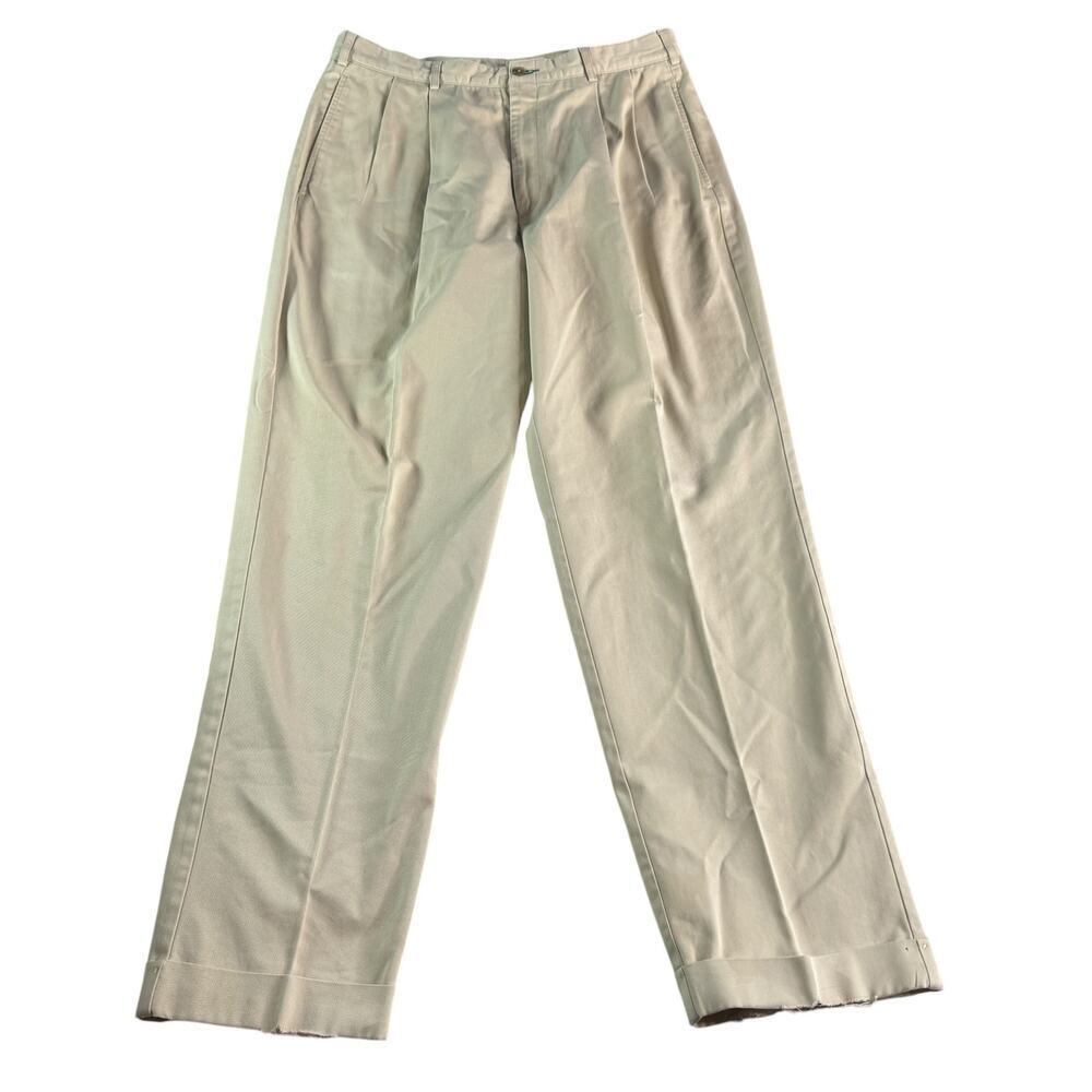 Tommy Hilfiger Khaki Pants Men 34x32 Beige Flat Front Chinos Classic Fit